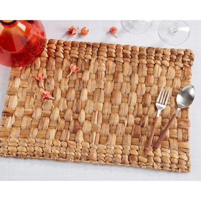 Natural Woven Water Hyacinth Rectangular Placemats, Set of 4