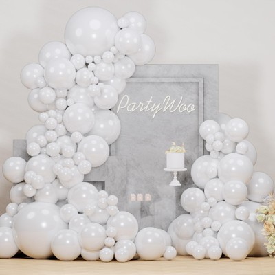 PartyWoo Balloons Pearl White 18 12 10 5 Inch 123 pcs