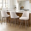 Bekrvio 26" Counter Height Swivel Bar Stools Set of 1/2/3/4–Mid-Century Barstools with Backs, Linen Upholstered & Wood Legs, for Kitchen Island - 4 of 4