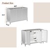 Modern Green High Gloss 3-Door Cabinet -Buffet Sideboard with Powder Coated Metal Feet - 3 of 4