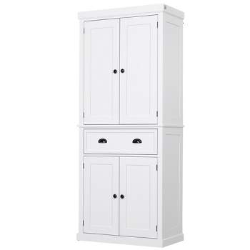 HOMCOM 72" Traditional Freestanding Kitchen Pantry Cupboard with 2 Cabinet, Drawer and Adjustable Shelves