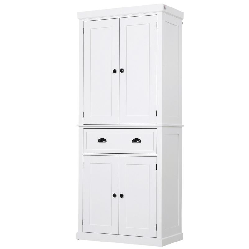 HOMCOM 72" Traditional Freestanding Kitchen Pantry Cupboard with 2 Cabinet, Drawer and Adjustable Shelves, 1 of 9