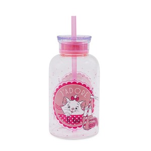 Silver Buffalo Disney The Aristocats Marie "J'adore Le Lait" Glass Milk Bottle With Straw - 1 of 4
