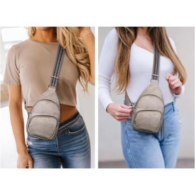 BEAFUP Small Sling Bag for Women, Vegan Leather Fanny Pack Crossbody Bags for Women, Chest Bag With Guitar Strap