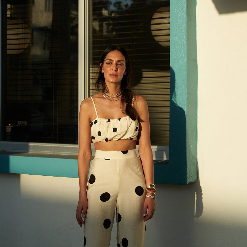 Women's Strappy Crop Top - Future Collective™ with Jenny K. Lopez Cream/Black Polka Dots, 4 of 11