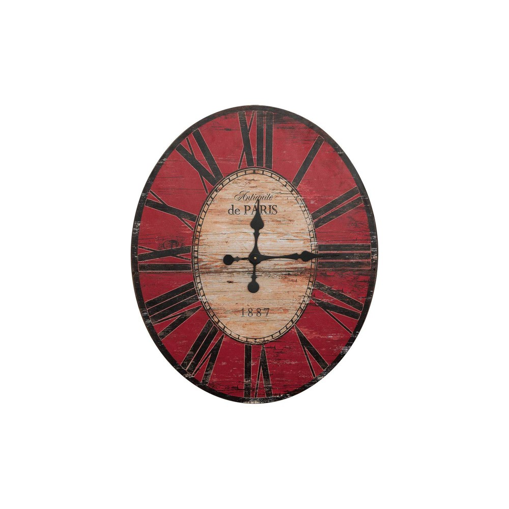 Must Have 29 Oval Distressed Wood Wall Clock Red 3r Studios From 3r Studios Accuweather Shop