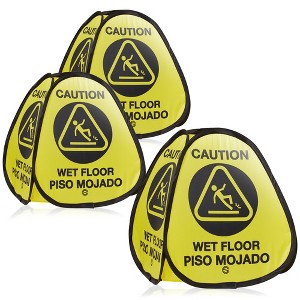 Dryser 3-Pack 16" Pop-up Caution Wet Floor Signs - Yellow 4-Sided English/Spanish Warnings - 1 of 4