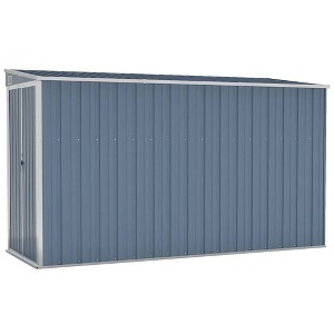 vidaXL Gray Galvanized Steel Wall-Mounted Garden Shed - Spacious and Durable Outdoor Storage for Garden Tools and Equipment - 1 of 4