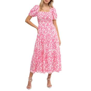 August Sky Women's Smocked Floral Midi Dress