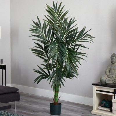 6-Foot Green Silk Palm Tree in Black Plastic Pot