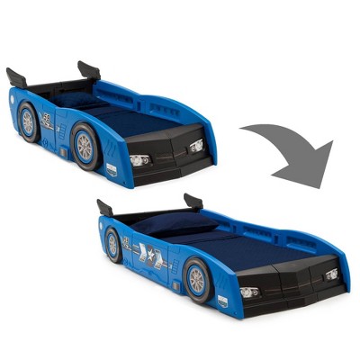 Toddler/Twin Grand Prix Race Car Kids' Bed Blue - Delta Children: Plastic Frame, JPMA Certified, No Box Spring Needed