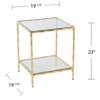 HomeRoots 23" Gold Glass Top Square End Table With Shelf - 3 of 4