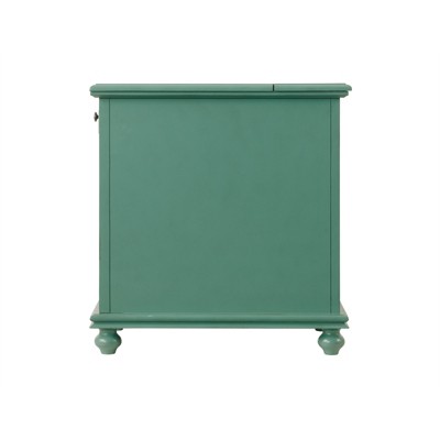 Antique Teal Parisian-Inspired Chairside Table with Power