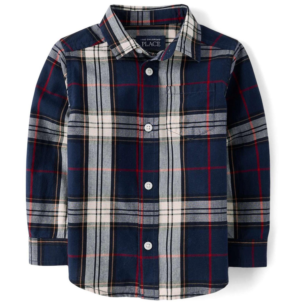boys holiday dress shirt Boys Long Sleeve Plaid Flannel Button Up Shirt - Royal Christmas - RED