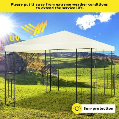 Beige 10'x10' Steel Frame Patio Gazebo Canopy Tent