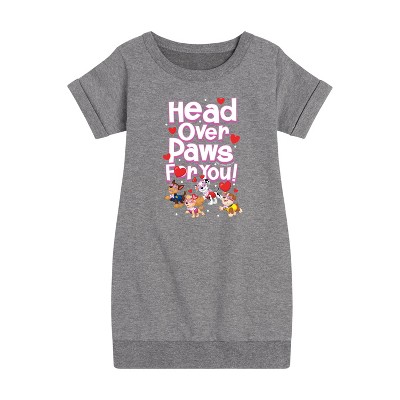 - Paw Patrol - Head Over Paws For You Graphic Short Sleeve Fleece Dress