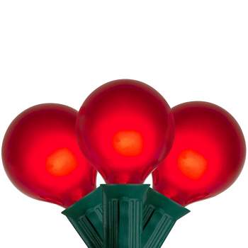 Northlight Set of 15 Red Satin G50 Globe Christmas Lights - Green Wire
