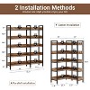 65.4 in 5-Tier Corner Bookshelves, Convertible Storage Shelf with 4 Hooks, Retaining Panel, Tall Wooden Display Shelf with Metal Frame - 2 of 4