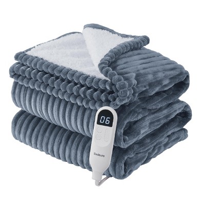 Electric Heated Blanket Soft & Washable Ribbed Flannel