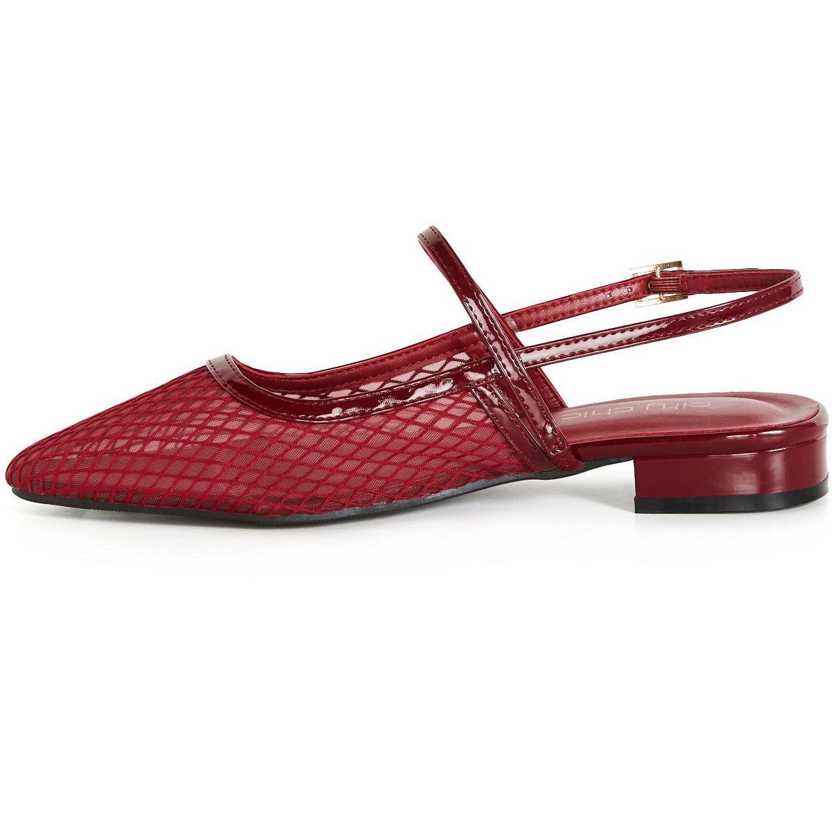 Обувь City Chic | Women's Plus Size WIDE FIT Lily Mesh Flat - berry - 11W — фото 4