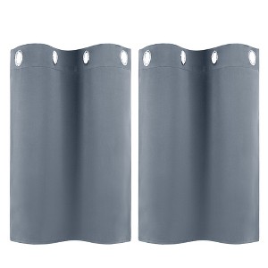 Unique Bargains Short Blackout Polyester Fiber Curtains 2 Panels - 1 of 4