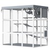 PawHut Outdoor Catio Cat Enclosure, Large Luxury Walk in Cat House with Hammock, Condo, Jump Platforms, Ladders, Ramps, Tarp, for 2-4 Cats, Gray, 71" - 4 of 4
