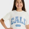 Girls' Short Sleeve Oversized Cali Graphic T-Shirt - Cat & Jack™ Cream - 2 of 4