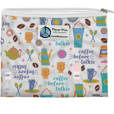 Planet Wise Reusable Zipper Sandwich Bag - Coffee Before Talkie, Multicolored