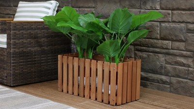 Meranti Wood Picket-Style Planter Box for Outdoor Spaces - 24" Brown
