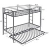 Karl Home Blcak Twin over Twin Bunk Bed with Trundle, Heavy Duty Metal Bed Frame with Safety Rail Side Ladders - 2 of 4
