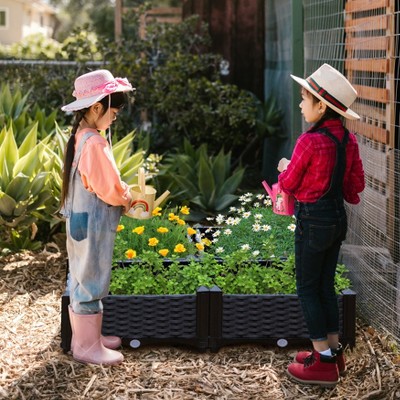 Black Rattan Raised Garden Bed Planter Box