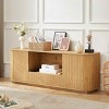 64-Inch Wavy TV Stand with Curved Side Panels, TV Stand Press-to-Open Doors for Living Room, Particle Board TV Stand-Coolbibila - 3 of 4