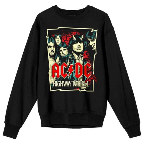 Acdc Highway To Hell Crew Neck Long Sleeve Black Unisex Adult Tee