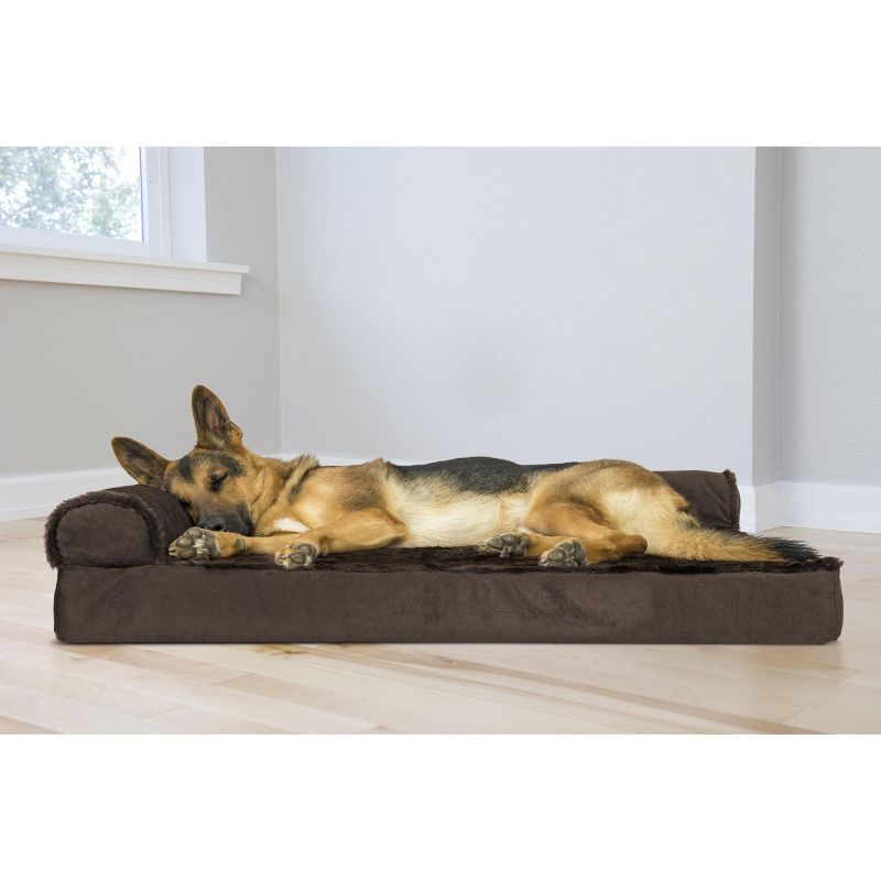 FurHaven Plush & Velvet Deluxe Chaise Lounge Orthopedic Sofa-Style Dog Bed, 3 of 4