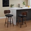 Set of 2 Swivel Counter Height Bar Stools,Faux Leather Bar Chairs with Bentwood Legs,Modern Bar Chairs Island Stools for Kitchen-Coolbibila - 2 of 4