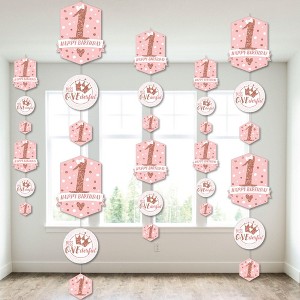 Big Dot of Happiness 1st Birthday Little Miss Onederful - Girl First Birthday Party DIY Dangler Backdrop - Hanging Vertical Decorations - 30 Pieces - 1 of 4