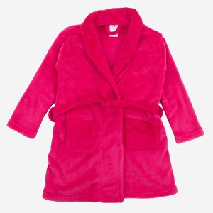Leveret Kids Shawl Collar Fleece Solid Color Robe - 1 of 4