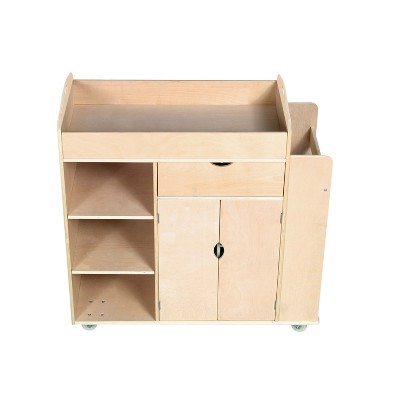Birch Rolling Art Activity Cart with Storage Shelves