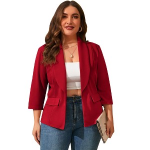 Coolmee Women Plus Size Blazers Business Casual Long Sleeve Open Front Work Office Suit Jackets Trendy Clothes with Pockets - 1 of 4