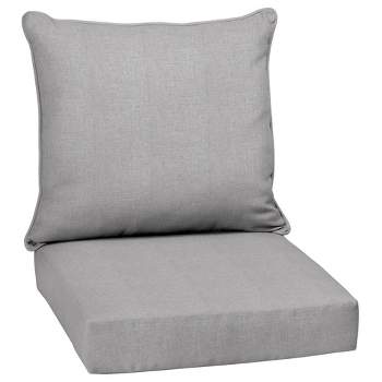 2-Piece Tahiti Silver Outdoor Gusseted Deep Seat Cushion Set