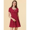 Allegra K Women's Printed Summer Casual Square Neck Short Sleeve Fit and Flare Dress - 3 of 4