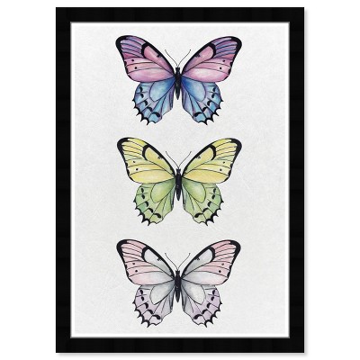 13" x 19" Butterfly Set Animals Framed Wall Art Purple - Olivia's Easel: Modern Decor, Digital Print, Black Plastic Frame, Wire Mount