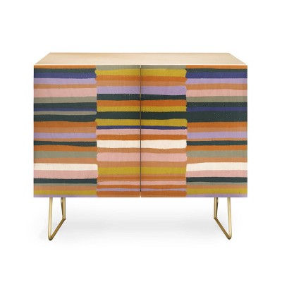 Gigi Rosado Brown Striped Pattern Credenza - Deny Designs