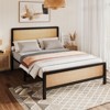 Coolmee Full/Queen Rattan Platform Bed, Bed Frame with Natural Rattan Headboard and Footboard, Metal Bed Frame with Under Bed Storage - 3 of 4