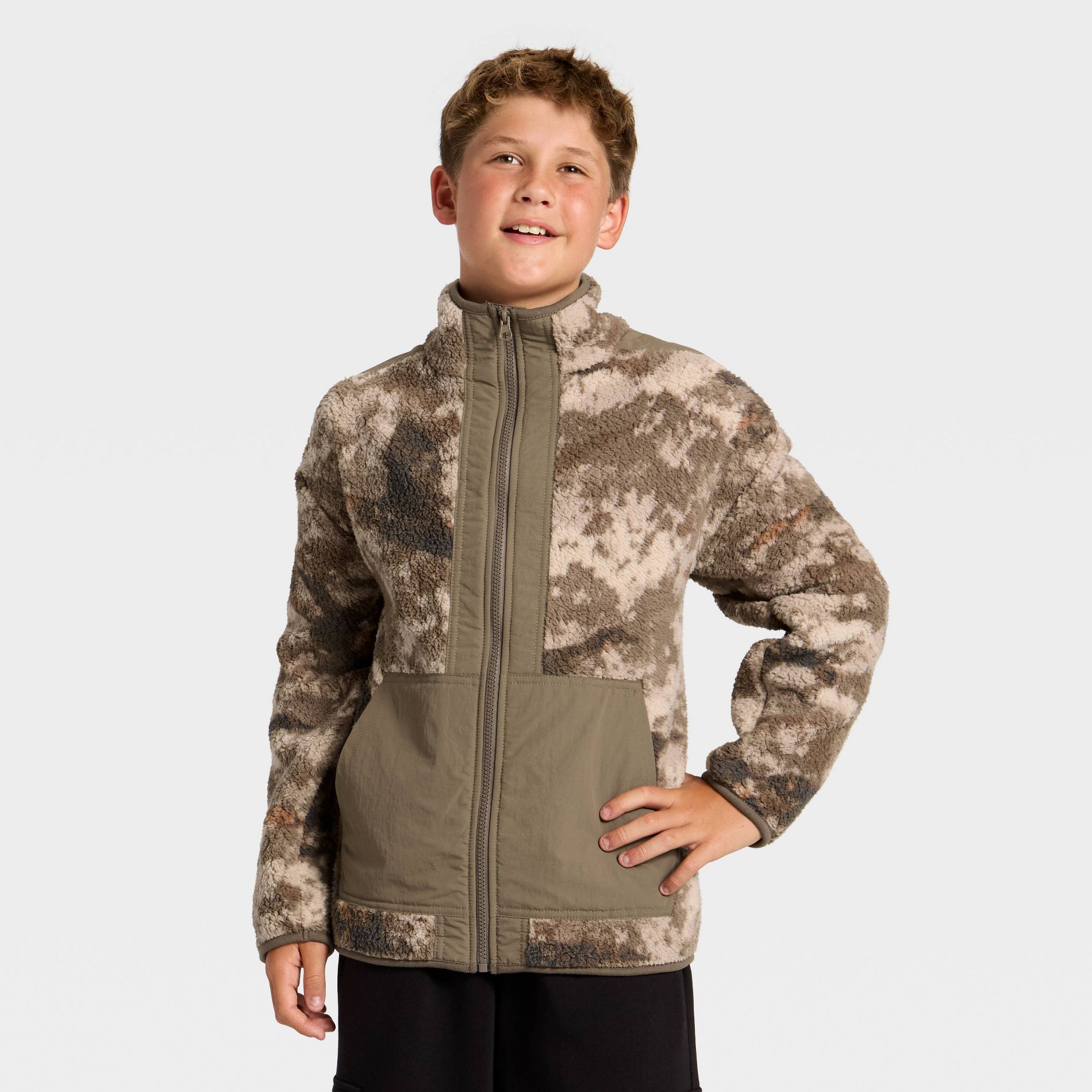 Boys' Faux Shearling Fleece Zip-Up Jacket - art class™