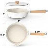 imarku Non Stick Frying Pans with Lid, 10 Inch Saute Pan with Removable Handle, Granite Coating Cooking Pan, Healthy Cookware, PFOA Free, Cream - 2 of 4