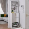 Clothes hanger Hall Tree Storage Bench Shoe Rack for Entryway, Hall Tree with Bench and Shoe Storage, Hall Tree Entryway Bench with Rattan Door Gray - 3 of 4