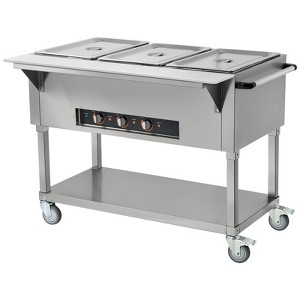 VEVOR 3-Pan Commercial Food Warmer, 3 x 20.6QT Electric Steam Table, 1500W Professional Buffet Catering Food Warmer with 4 Wheels (2 Lockable) - 1 of 4