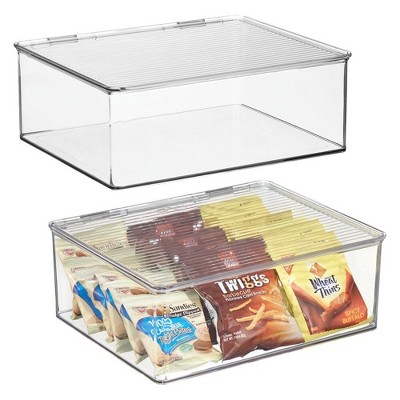 iDesign Stackable Hinged-Lid Pantry Storage Box - Set of 2 - Clear