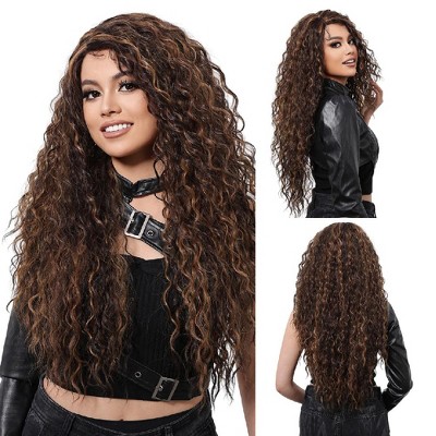 Jessie's Wig 26 Inch Curly Wig 13*5*1 C Lace Synthetic Hair HIghlight Honey Brown 1 Pc/Pack